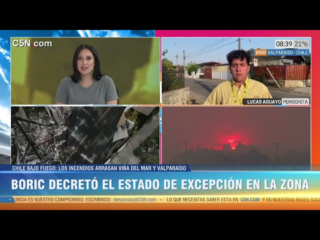 CHILE BAJO FUEGO: LOS INCENDIOS ARRAZAN VIÑA del MAR y VALPARAÍSO