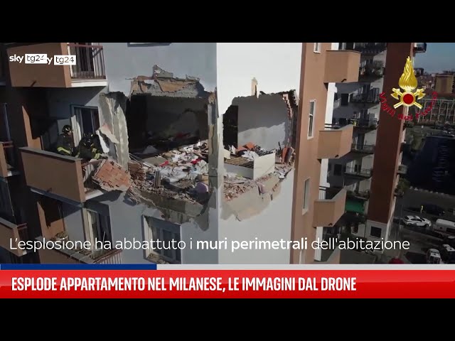 ⁣Esplode appartamento nel Milanese, le immagini dal drone