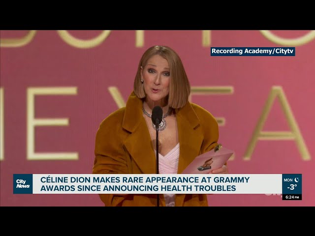 Celine Dion surprises at Grammy Awards