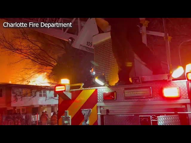 Two-alarm fire burns vacant apartment complex in northeast Charlotte: Fire Dept.