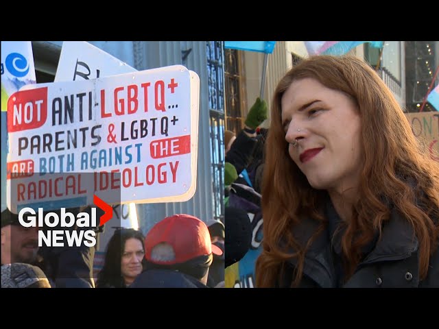 Trans protests: Alberta Premier Danielle Smith “should listen to Canadians, not Tucker Carlson”