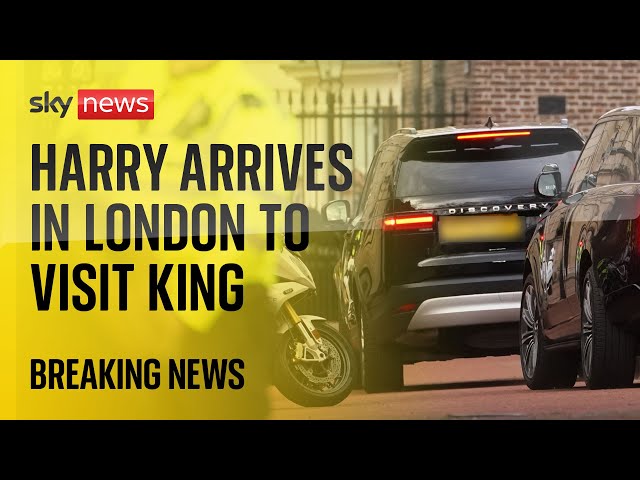 Harry arrives at Clarence House to see father - day after King's cancer diagnosis revealed