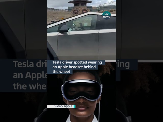 Tesla driver spotted wearing an Apple headset behind the wheel