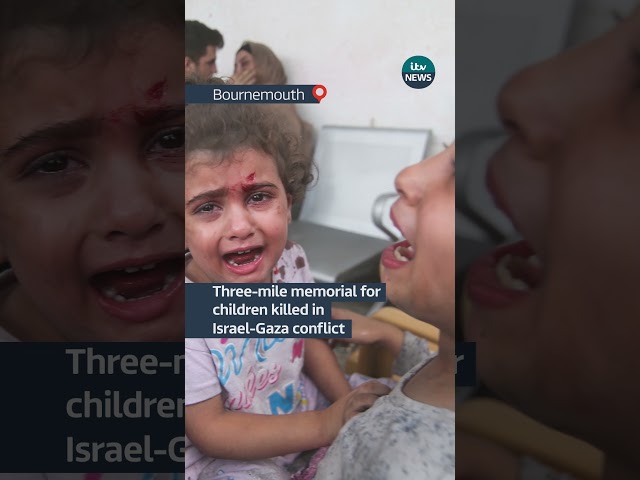 Three-mile memorial for children killed in Israel-Gaza conflict #israel #gaza #itvnews #news