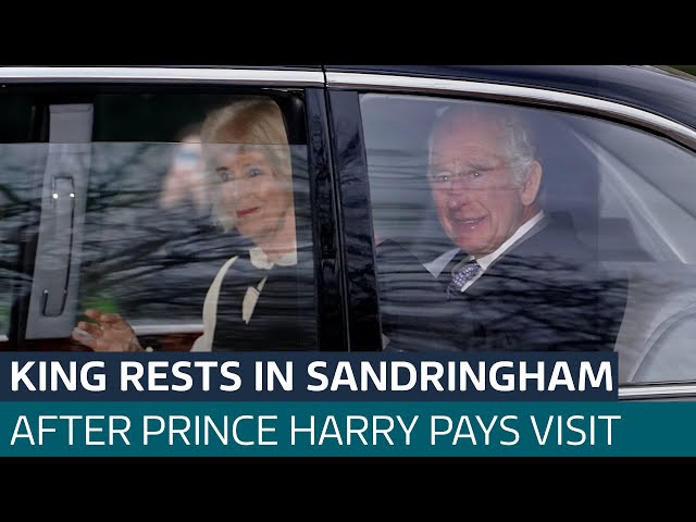 King Charles seen for first time since cancer announcement after Prince Harry meeting | ITV News