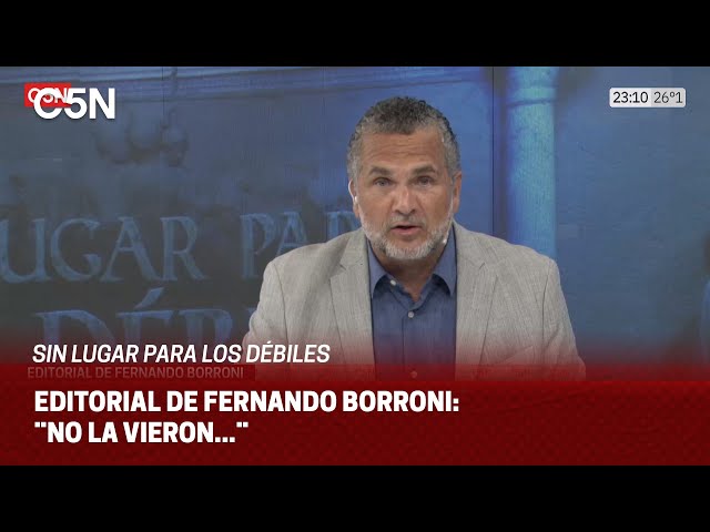 EDITORIAL de FERNANDO BORRONI en SIN LUGAR PARA LOS DÉBILES: ¨NO LA VIERON...¨