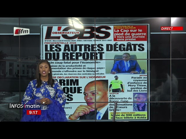 Unes de l'Obs & RECORD présenté par Sokhna Natta Mbaye - Infos Matin du 07 Février 2024