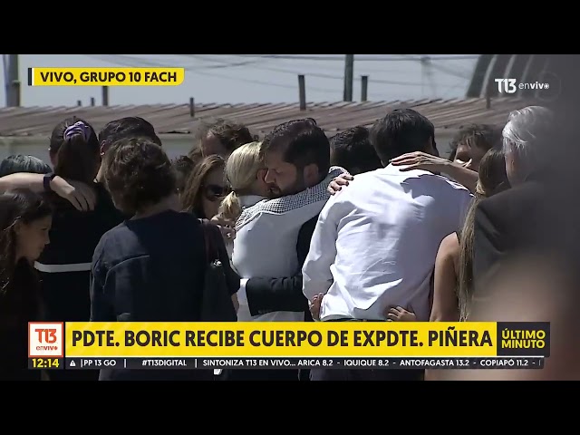 Emotivo abrazo entre Gabriel Boric y Cecilia Morel, viuda de Sebastián Piñera