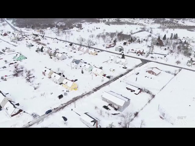 Wild drone video shows Cape Breton buried by snow | 2024 STORM