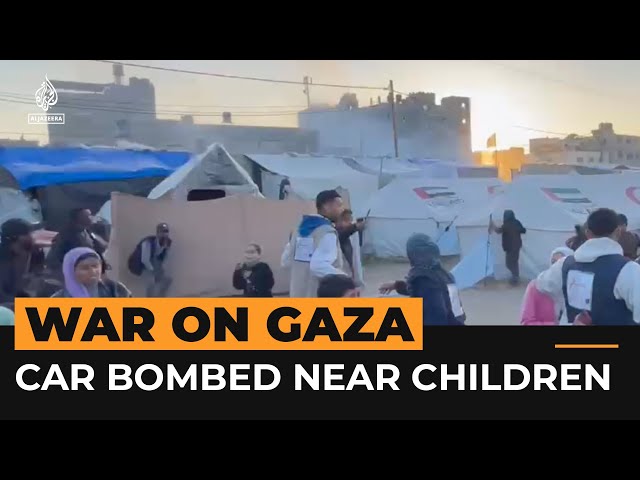 Israeli bomb hits car near children in Rafah | #AJshorts