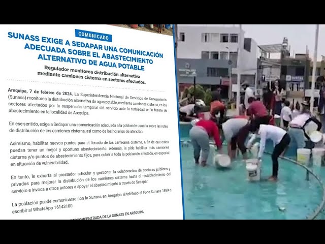 SUNASS exige a Sedapar mejorar su comunicación por desabastecimiento de agua en Arequipa