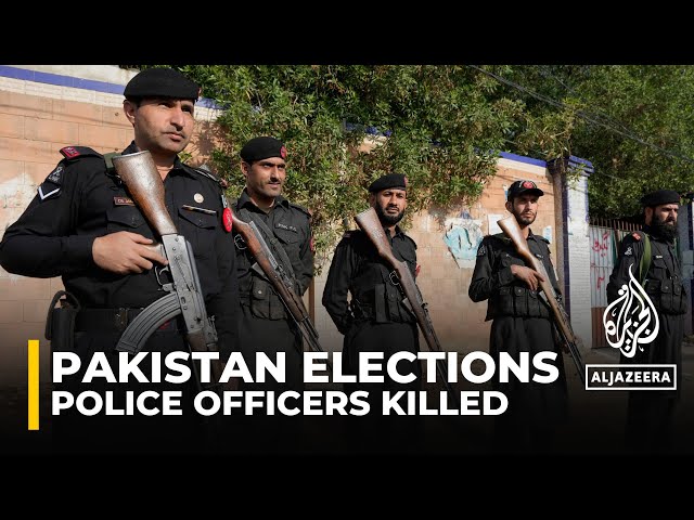 At least seven police officers have been killed across Pakistan, as voting commences