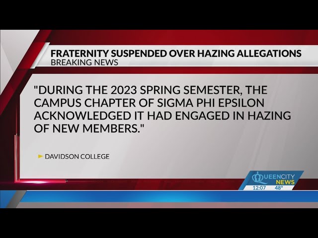 Fraternity at Davidson College suspended over hazing