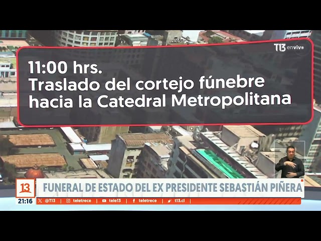 Así será el funeral de Estado del expresidente Piñera