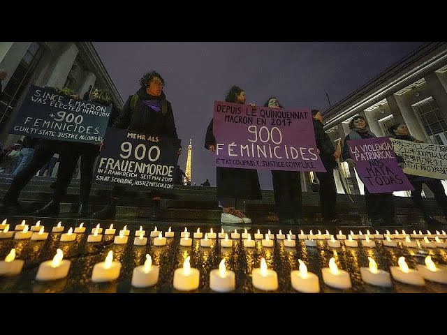 Activists denounce 900 femicides under Macron presidency in Paris protest