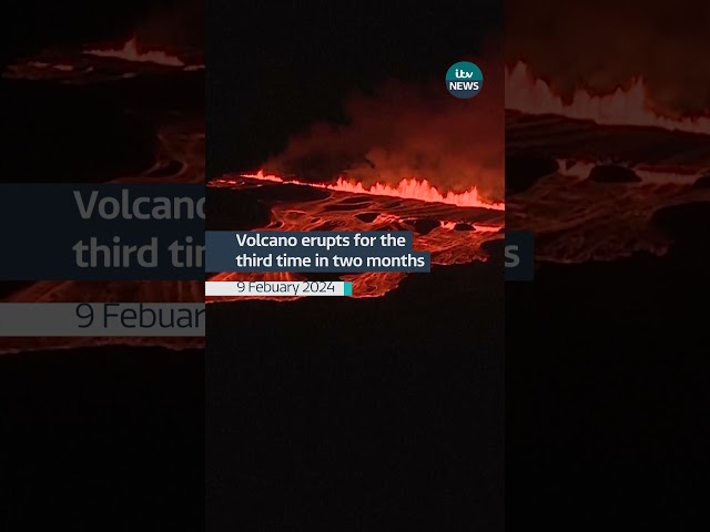 Volcano erupts for the third time in two months#itvnews #volcano #iceland #news