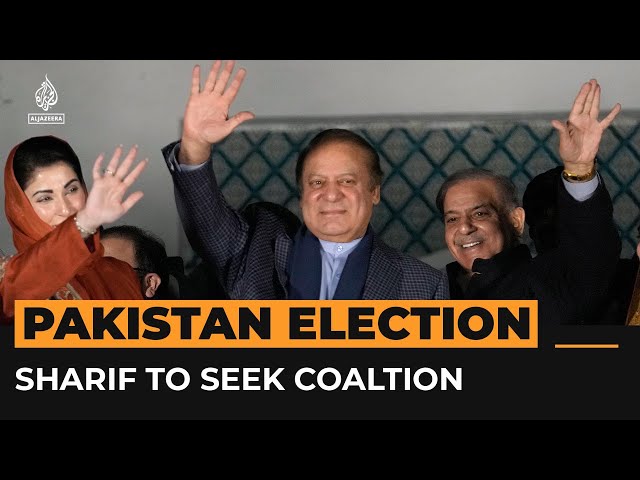 Nawaz Sharif tells crowds in Lahore he will seek to form a coaltion | #AJshorts