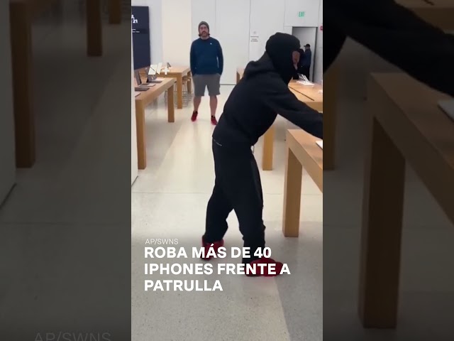 Roba más de 40 iPhones frente a patrulla en 1 minuto - N+ #Shorts