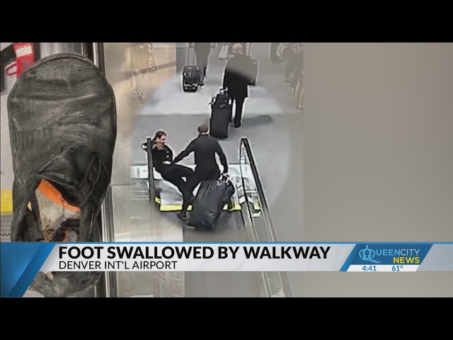 Pilot’s foot was ‘swallowed’ by moving walkway at Denver International Airport, lawsuit claims