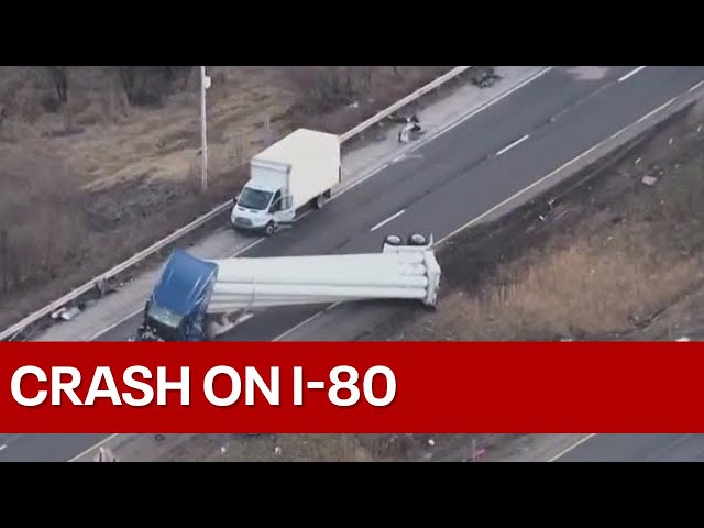 Semi truck collides with vehicle on I-80 in Will County