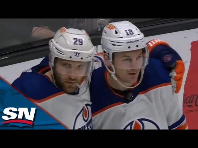 Connor McDavid Finds Leon Draisaitl With Unreal Pass Through Traffic To Give Oilers Lead