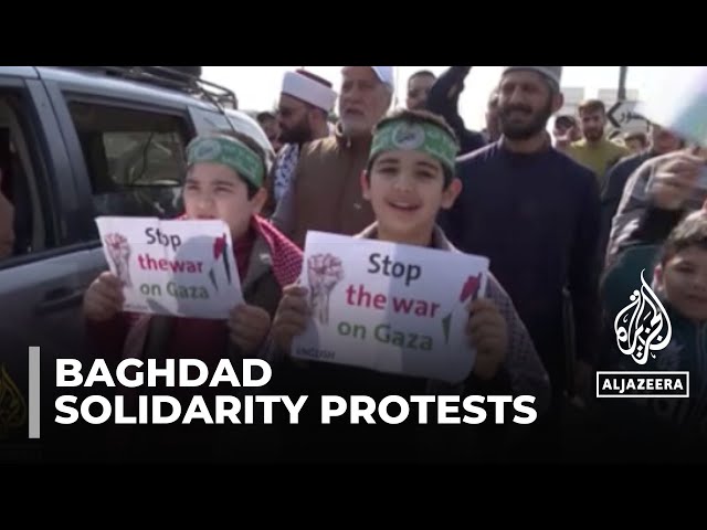 Palestine solidarity protests: Demonstrators march through streets of Baghdad