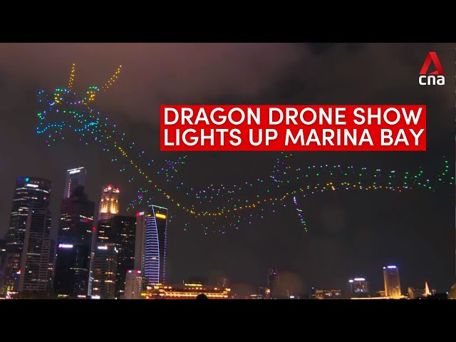 Dragon made up of 1,500 drones lights up Singapore's Marina Bay for Legend Of The Dragon Gate s