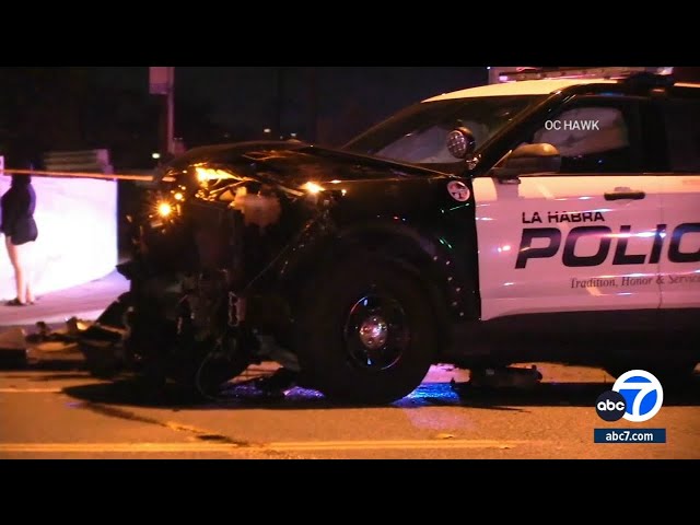 La Habra officer crashes into truck after trying to pull over speeding driver