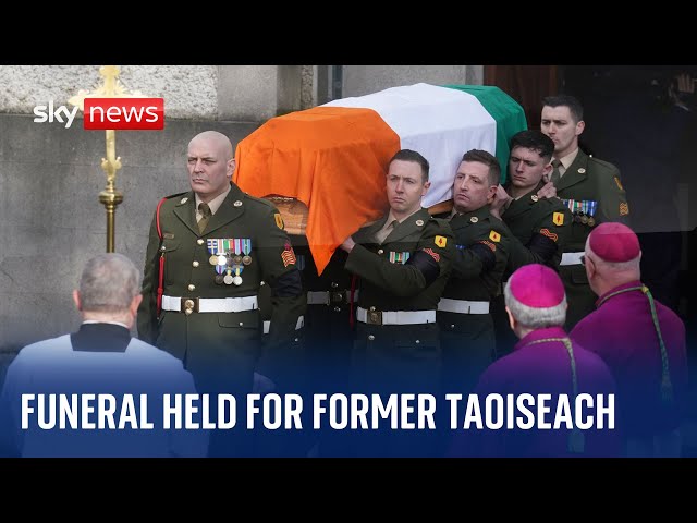 Irish leaders pay respects as former taoiseach John Bruton is laid to rest at state funeral