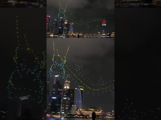 Stunning dragon drone show at Singapore’s Marina Bay for Lunar New Year