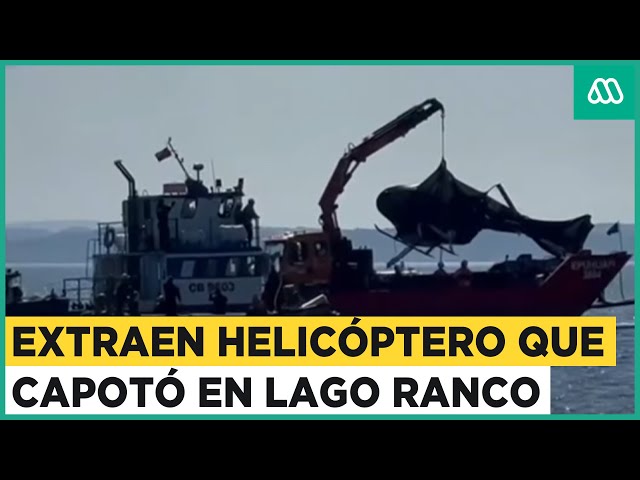 Retiran helicóptero capotado de Lago Ranco: Pericias se realizarán en Santiago