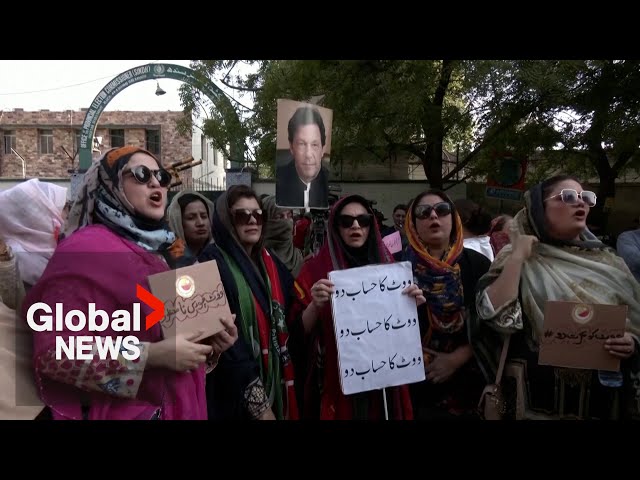 Supporters of Pakistan’s ex-PM Imran Khan protest over election results