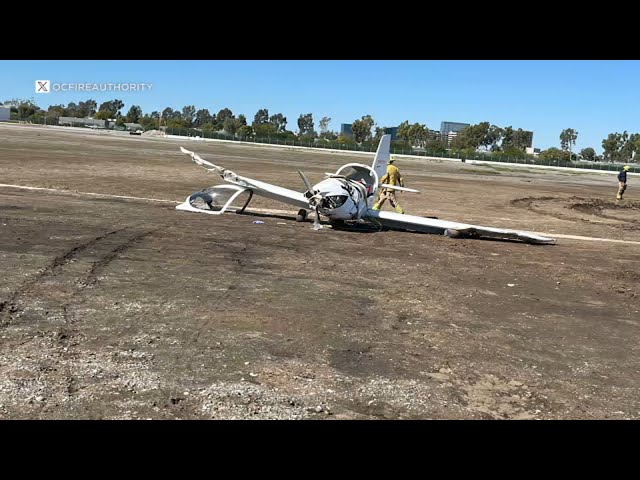 Pilot, passenger injured after small plane crashes at John Wayne Airport