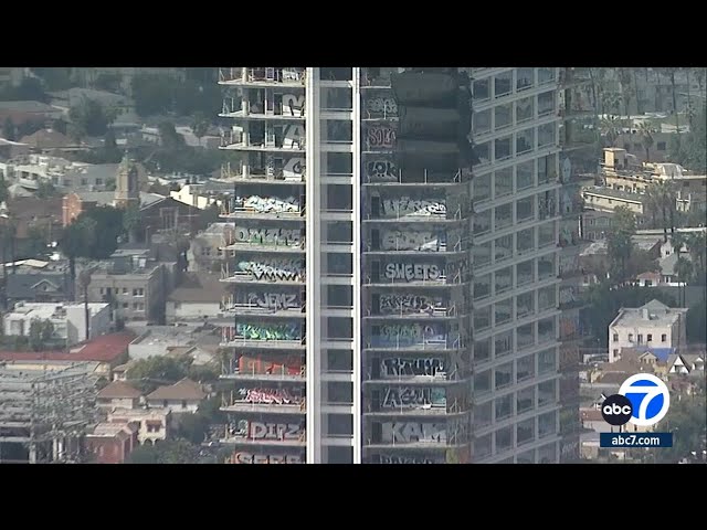 More people arrested at graffiti-covered downtown LA high-rise