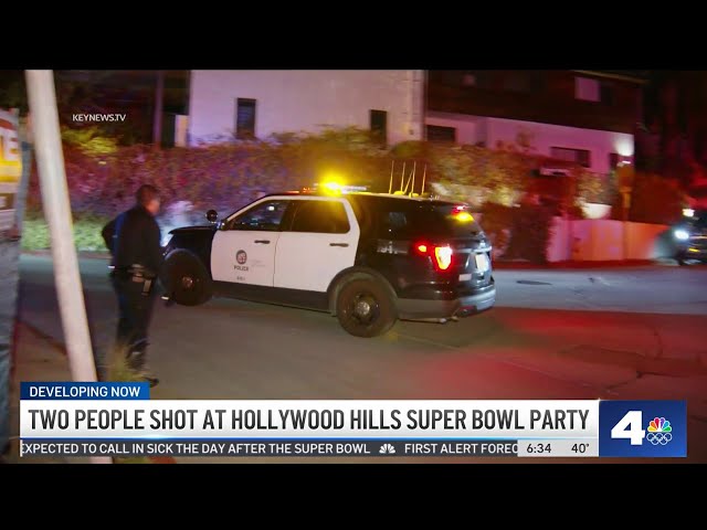 2 shot at Hollywood Hills Super Bowl party