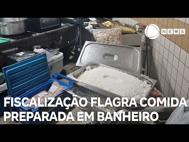 Fiscalização flagra comida sendo preparada em banheiro de camarote no Rio de Janeiro