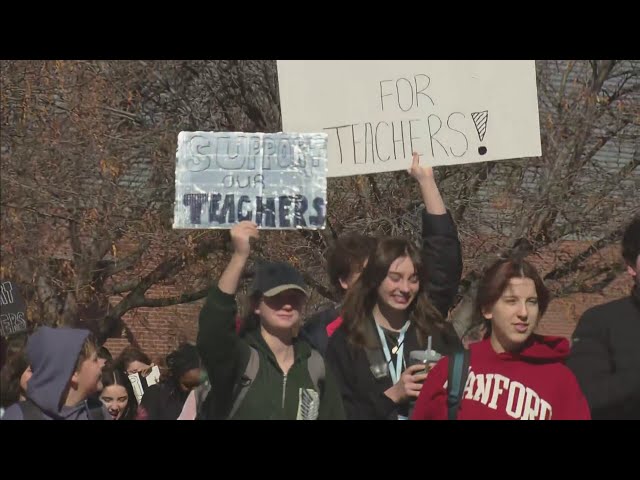 Dozens of Denver School of the Arts students walk out of class in response to proposed layoffs