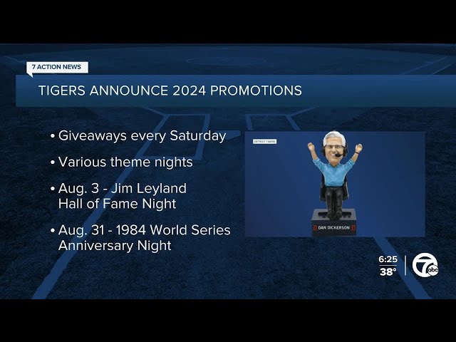 ⁣Tigers 2024 promotions include theme nights, giveaways, Leyland and 1984 World Series celebrations