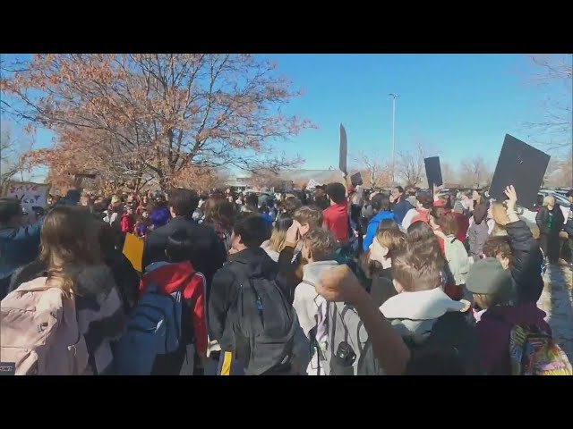 Hundreds of Denver School of the Arts students walk out of class in response to proposed layoffs