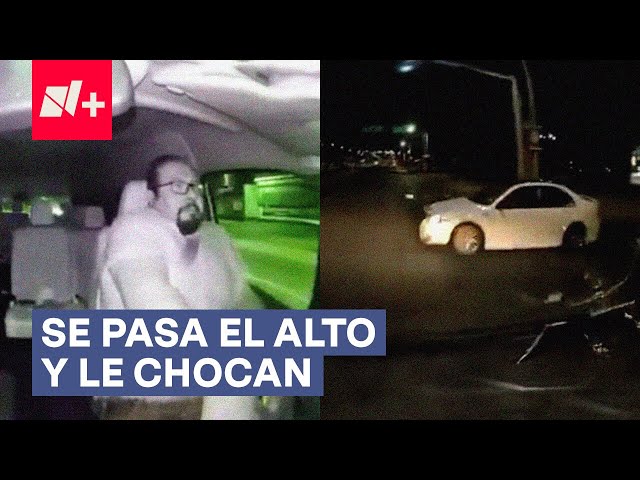 Embisten a coche que se pasó el alto en avenida de Celaya - N+