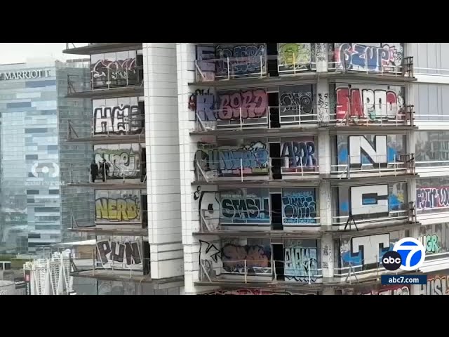 Graffiti-covered skyscrapers in downtown LA draw global attention