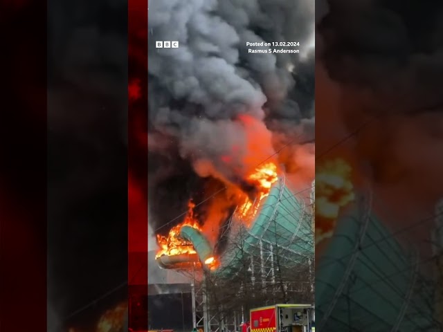 This is the moment a huge fire engulfed a newly-built water park in Sweden. #Shorts #Sweden #Fire