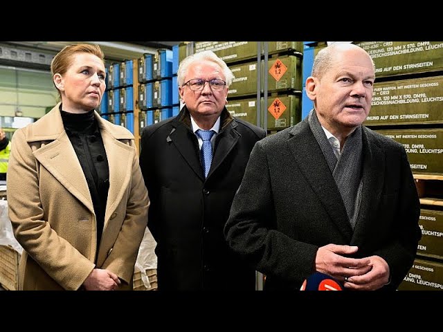 Germany’s Scholz and Denmark’s Frederiksen visit site of new ammunition factory