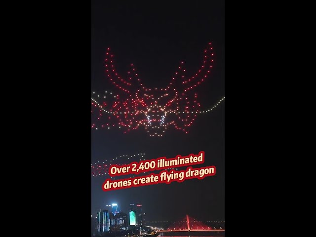 Over 2,400 illuminated drones create flying dragon