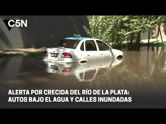 ALERTA por CRECIDA del RÍO DE LA PLATA: AUTOS BAJO el AGUA y CALLES INUNDADAS