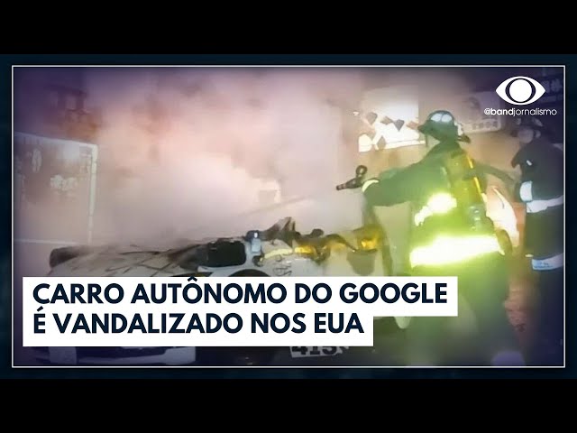 Carro autônomo do Google é vandalizado nos EUA  I Jornal da Band