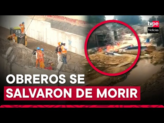 Chosica: obreros salvan de morir tras rotura de dique en la quebrada Huaycoloro