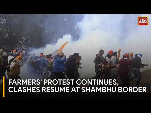 Day Two Of Farmers' Protest: Tear Gas Fired At Shambhu Border | India Today News