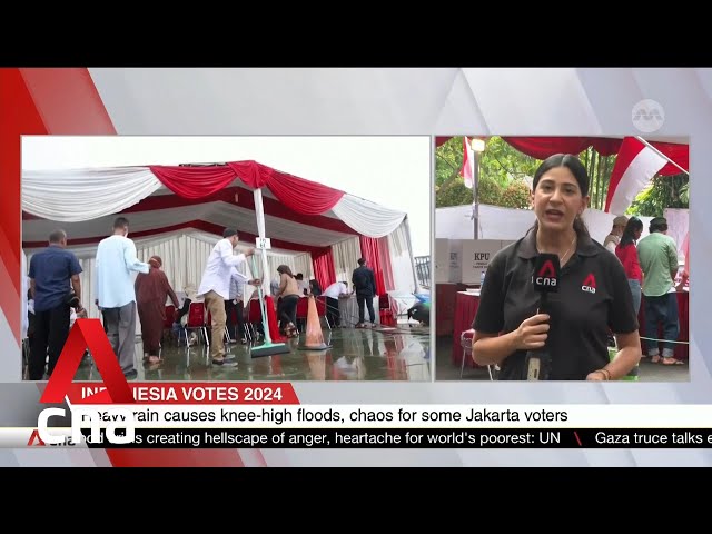 Knee-high floods, polling stations underwater in parts of Jakarta due to bad weather