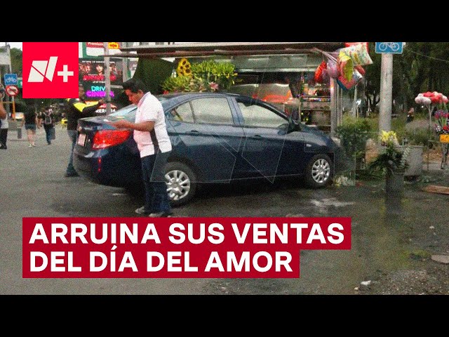 Vehículo choca y destruye puesto de flores en la víspera de San Valentín - N+